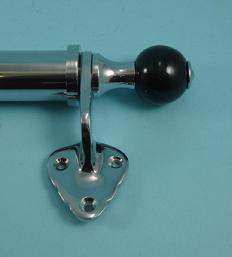 Victorian Sash Bar with Black Ceramic Ends in Chrome Plated