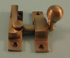 THD105N/AB Straight Arm Fastener - Narrow - Ball Knob in Antique Brass