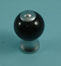 Black Ceramic Knob in Satin Chrome