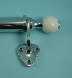 Victorian Sash Bar with White Ceramic Ends in Chrome Plated