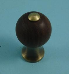 Rosewood Knob in Antique Brass