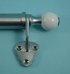 Victorian Sash Bar with White Ceramic Ends in Satin Chrome