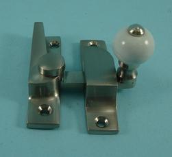THD104N/SNP Straight Arm Fastener - Narrow - Ceramic Knob in Satin Nickel Plated